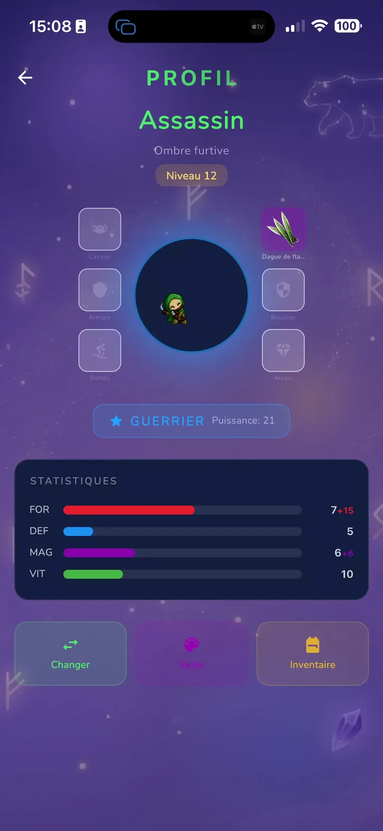 Fiche du personnage