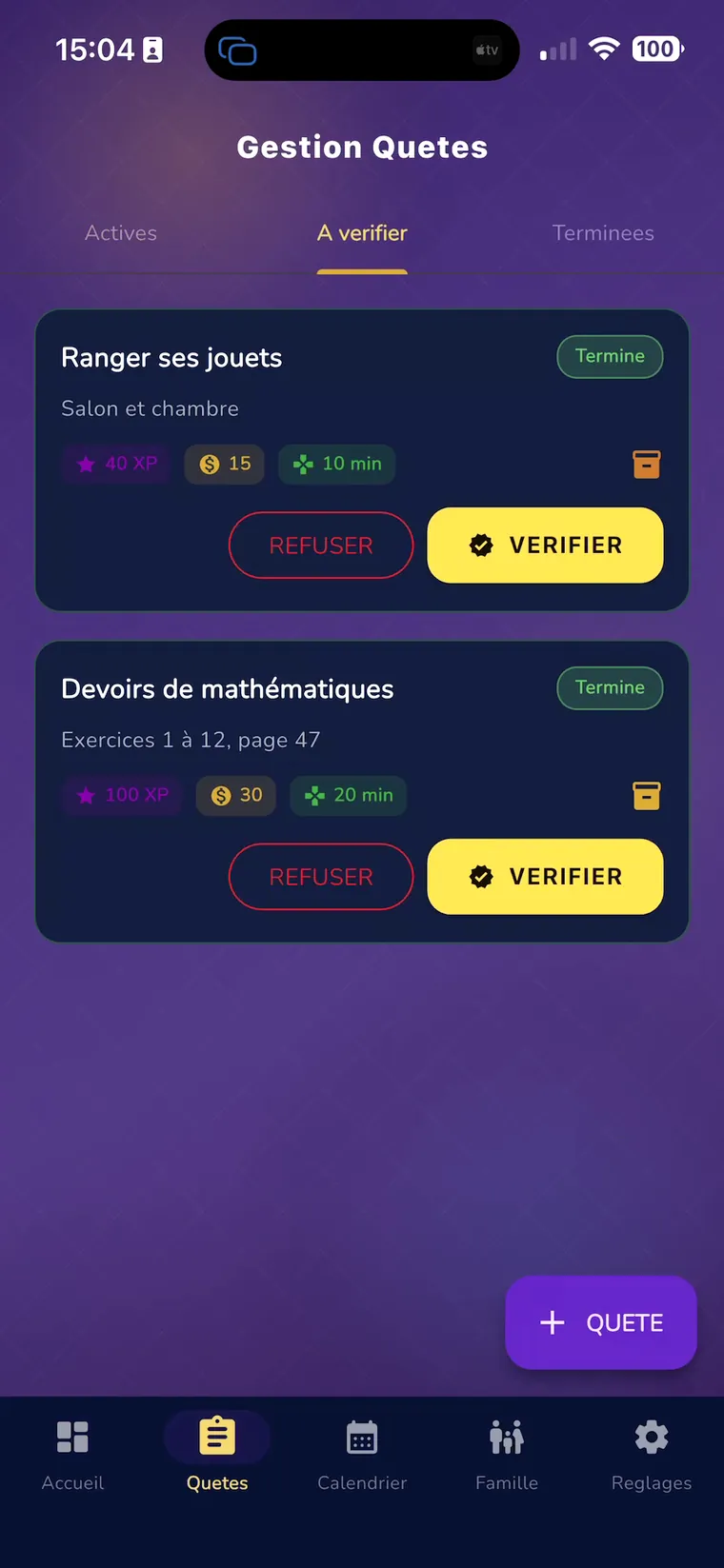 Quêtes à vérifier